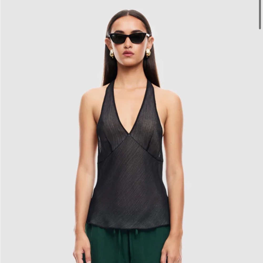 Lioness Black Halter V-Neck Sleeveless Top